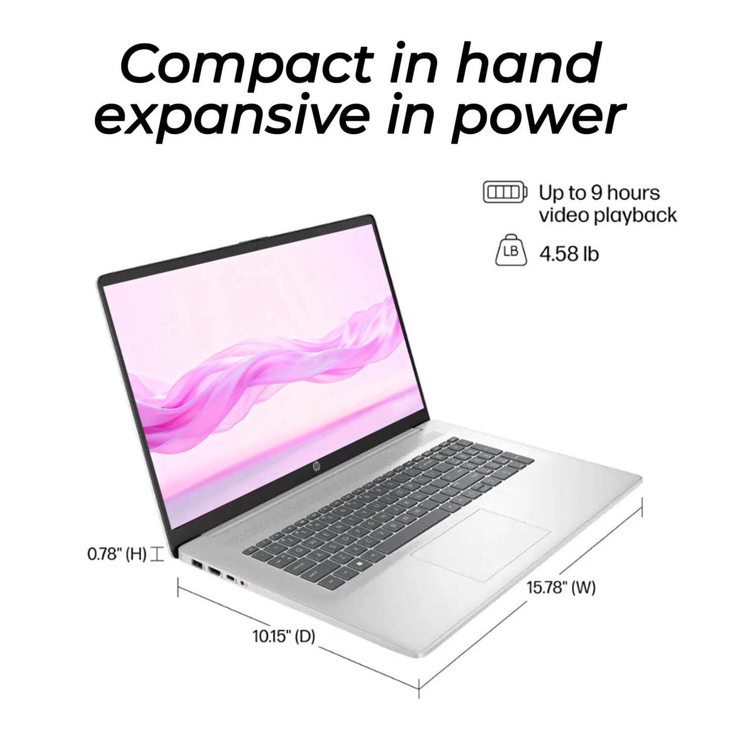 HP 17 inch Business Laptop • 2026 Edition • Latest AMD Ryzen 5 CPU • 16GB RAM - 512GB SSD - 17.3" FHD Display • Copilot + • Long Battery Life • Windows 11 with Office 365 for The Web