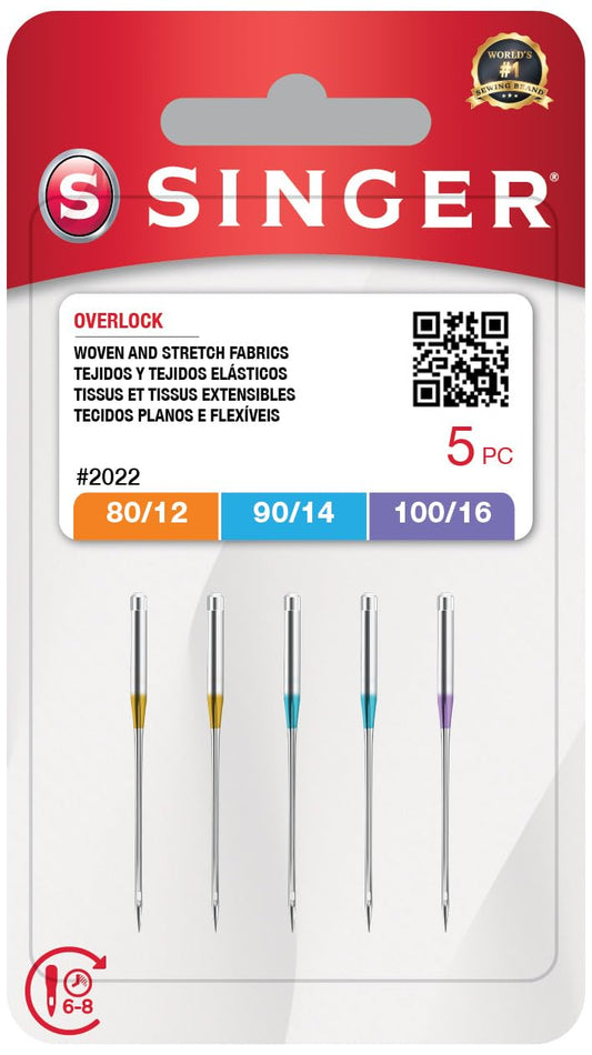 SINGER Overlock Serger Needles for Woven and Stretch Fabrics, Assorted, 5pcs