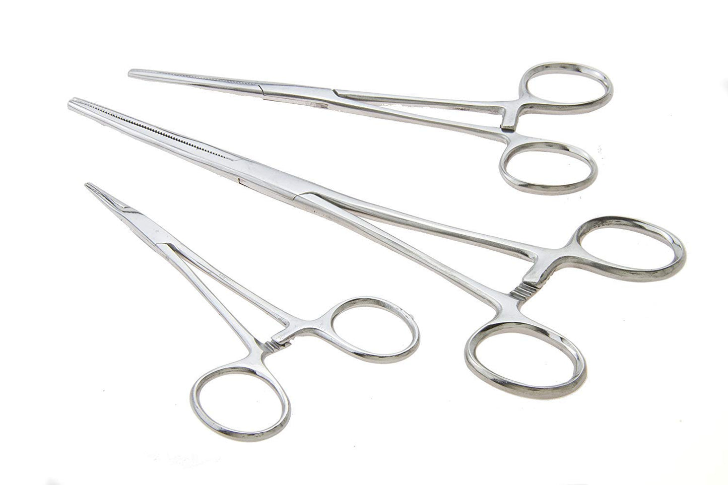 Apical 6-Piece Hemostat Forceps Set - Stainless Steel Straight & Curved Clamps, 6 Piece Multi-Purpose Locking Forceps for Fishing, Crafts, Medical, and Hobby Use (8", 6.25" and 5")