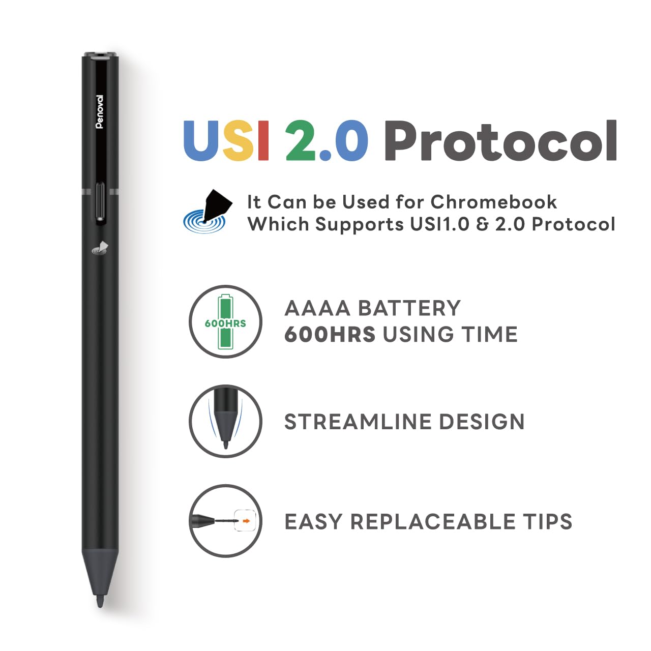 Penoval USI 2.0 Lite Stylus Pen for Some Chromebook Model