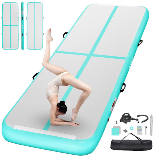 FBSPORT 16ft Inflatable Air Gymnastics Mat Training Mats 8 inches Thickness Gymnastics Tracks for Home Use/Training/Cheerleading/Yoga/Water with Pump