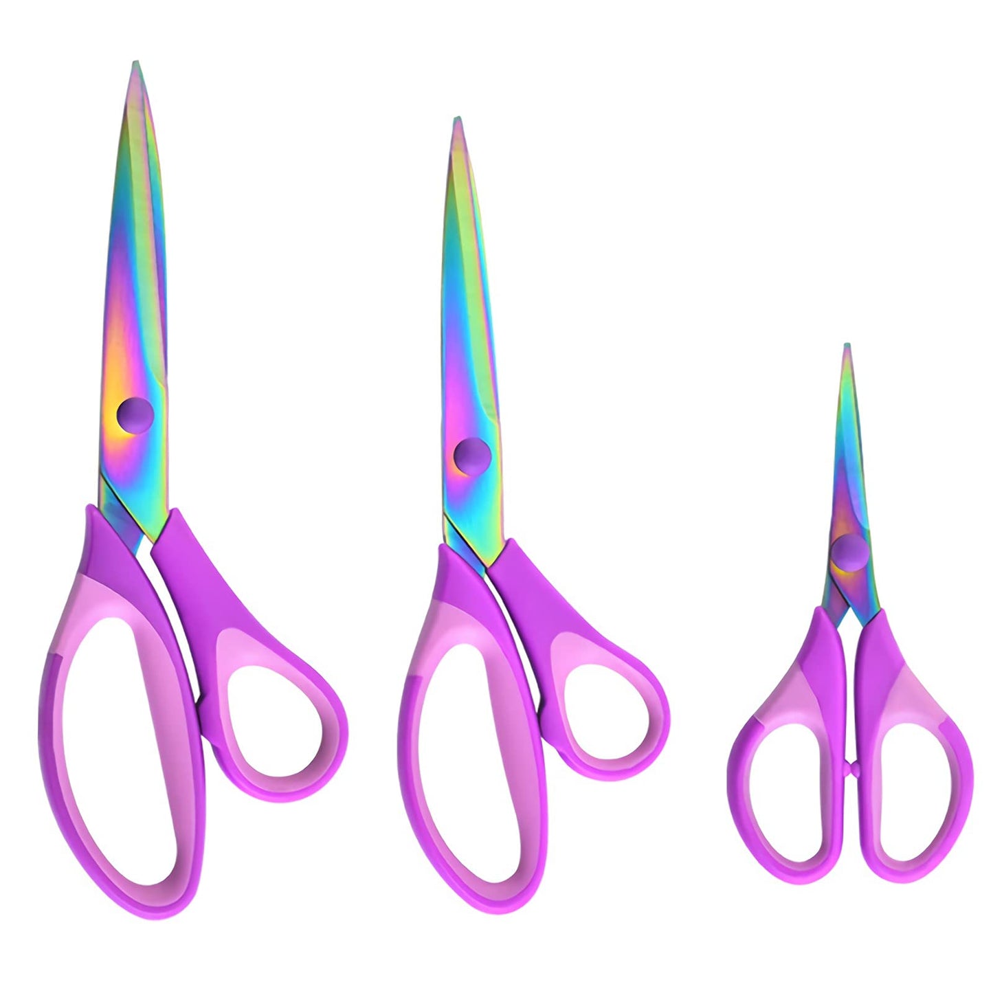 Craft Scissors Set of 3 Pack, Comfort Grip Handle, Purple