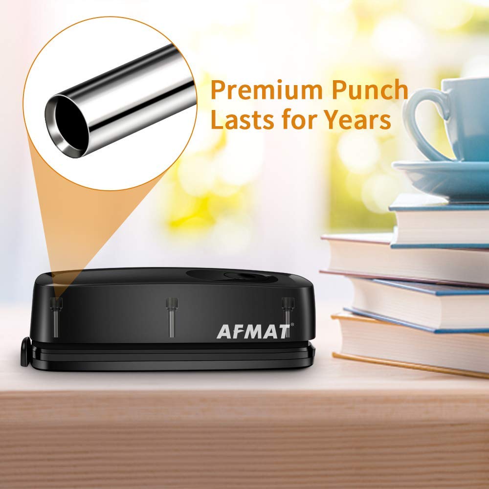 AFMAT Electric 3 Hole Punch, 20-Sheet 3 Hole Puncher for Binder, Effortless Punching, 9/32" Hole Diameter