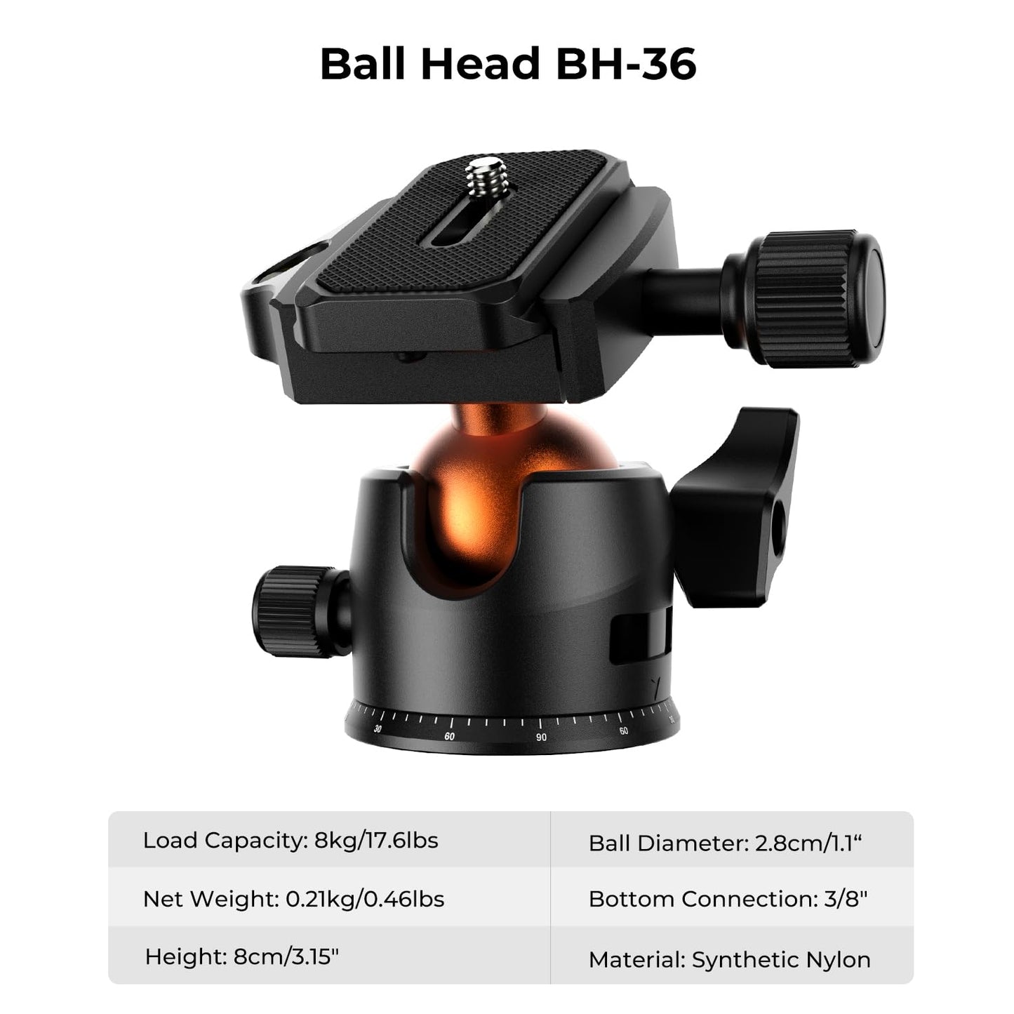 K&F CONCEPT 64 inch/163 cm Camera Tripod,Lightweight Travel Outdoor DSLR Tripods with 360 Degree Ball Head Load Capacity 17.6 lbs/8 kg,Cellphone Clip for Smartphone Live Streaming Vlog O234A1+BH-36