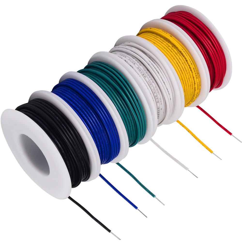 TUOFENG 20 AWG Solid Core Hookup Wire Kit, 26.3 ft Each