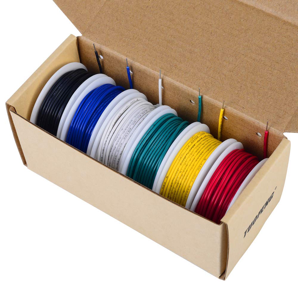 TUOFENG 20 AWG Solid Core Hookup Wire Kit, 26.3 ft Each