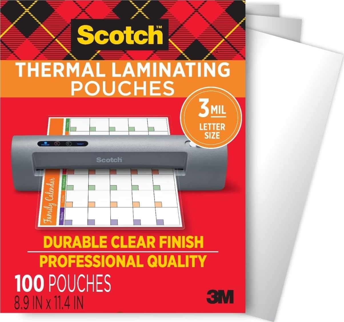 Scotch Thermal Laminating Pouches, 8.9 x 11.4 Inches, Letter Size Sheets