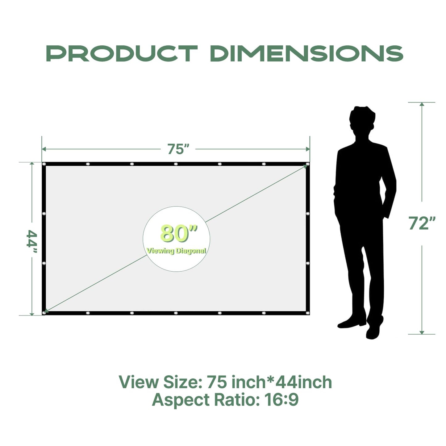 AAJK 80inch Projector Screen