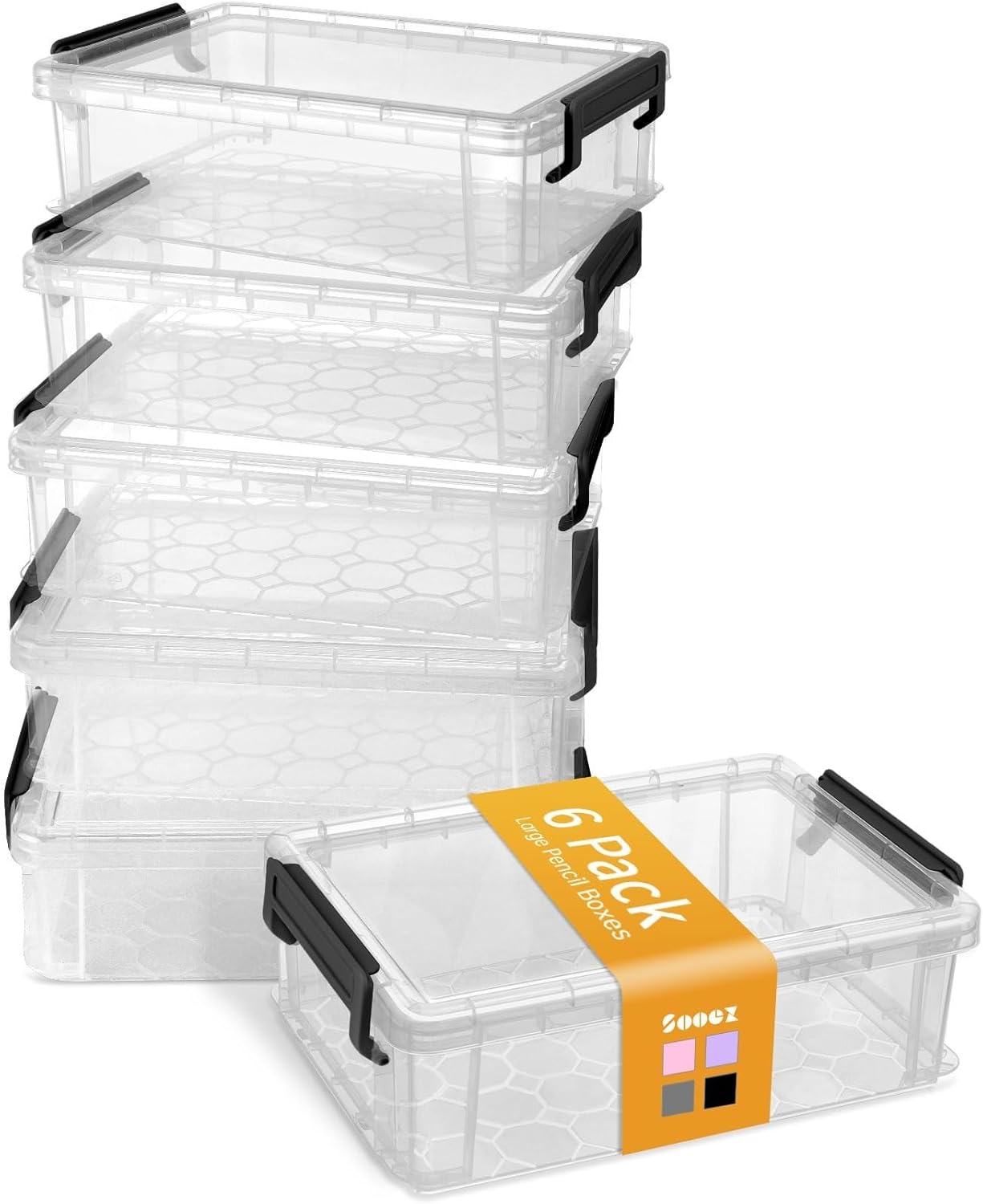 Clear Organizer Plastic Containers with Lid- 6 pack