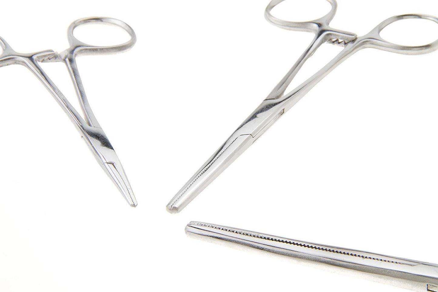 Apical 6-Piece Hemostat Forceps Set - Stainless Steel Straight & Curved Clamps, 6 Piece Multi-Purpose Locking Forceps for Fishing, Crafts, Medical, and Hobby Use (8", 6.25" and 5")