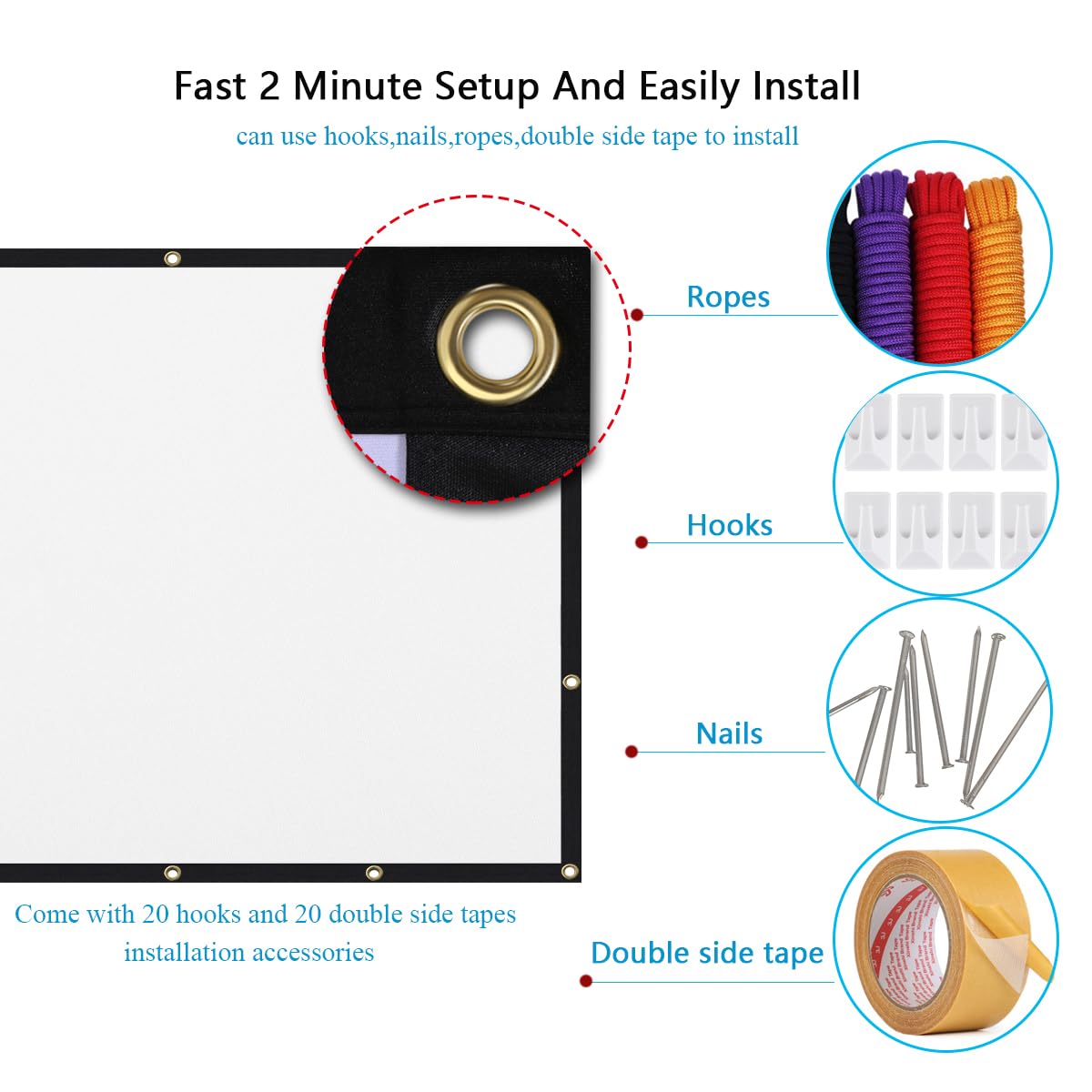 Mdbebbron 120 inch Projector Screen