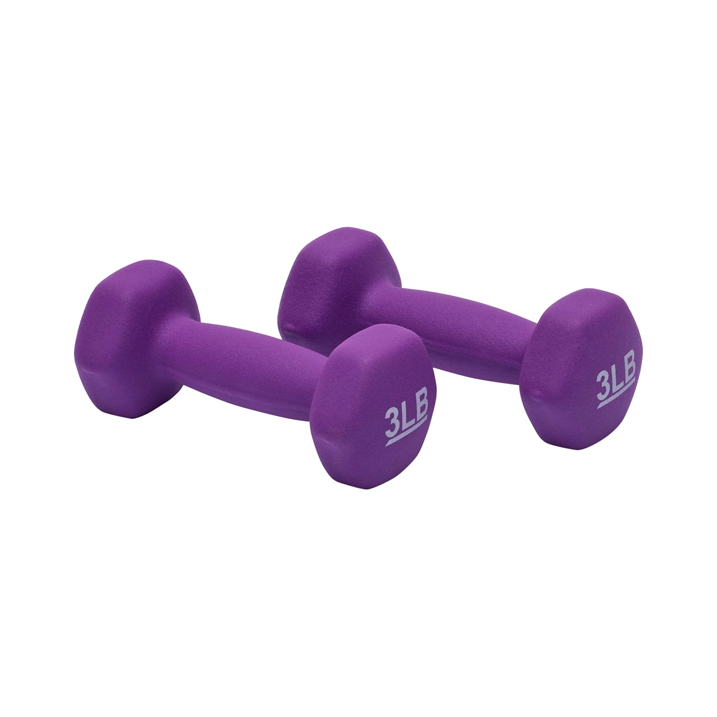 Neoprene Dumbbell Hand Weights, Easy to Grip, 3 Pounds, Purple, Pair