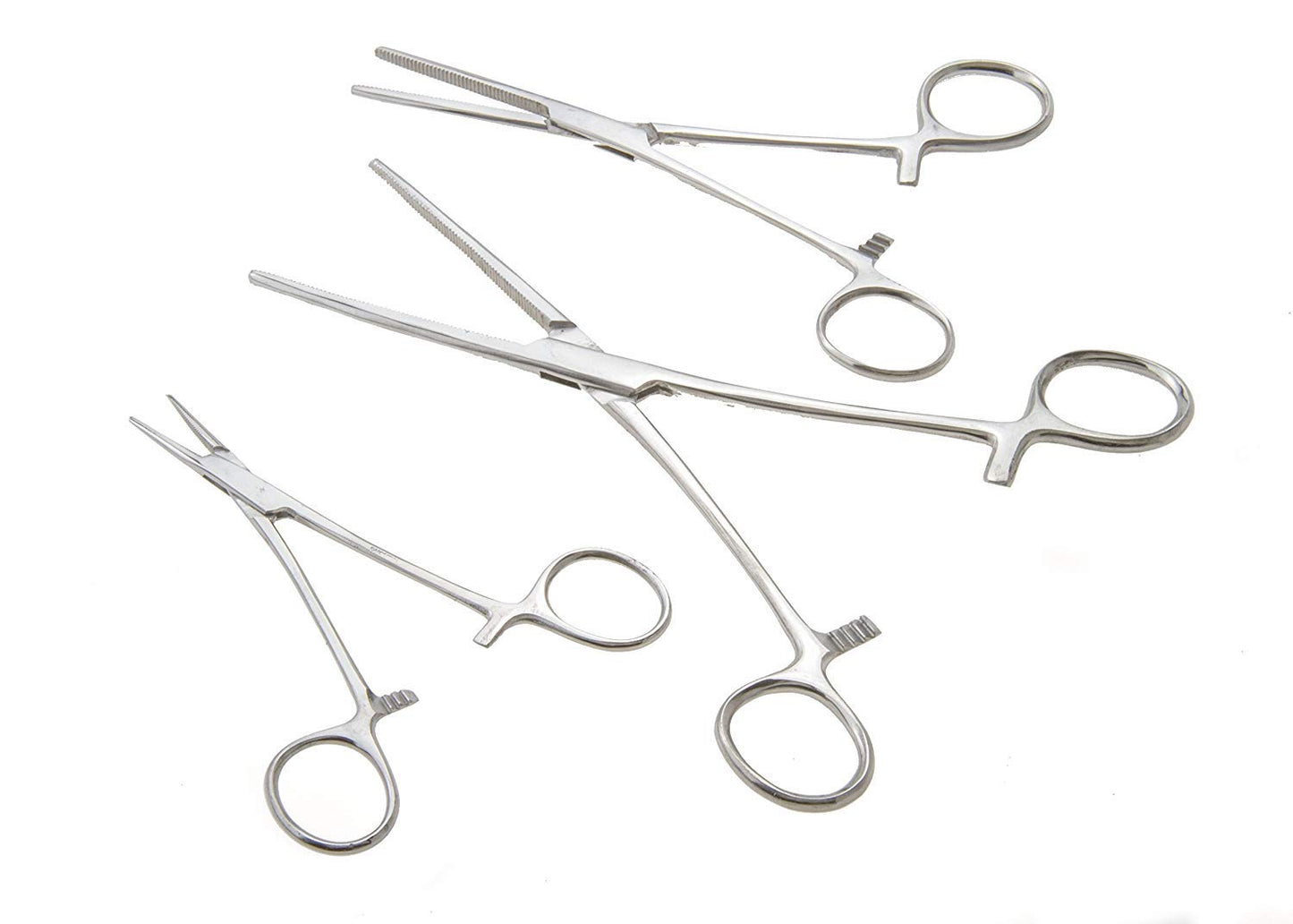 Apical 6-Piece Hemostat Forceps Set - Stainless Steel Straight & Curved Clamps, 6 Piece Multi-Purpose Locking Forceps for Fishing, Crafts, Medical, and Hobby Use (8", 6.25" and 5")