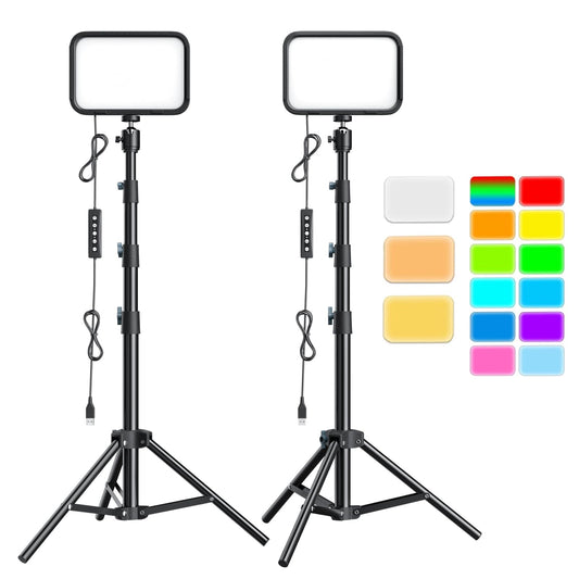 2-Pack RGB Photography Lighting, Studio Lights with Adjustable Tripod Stand