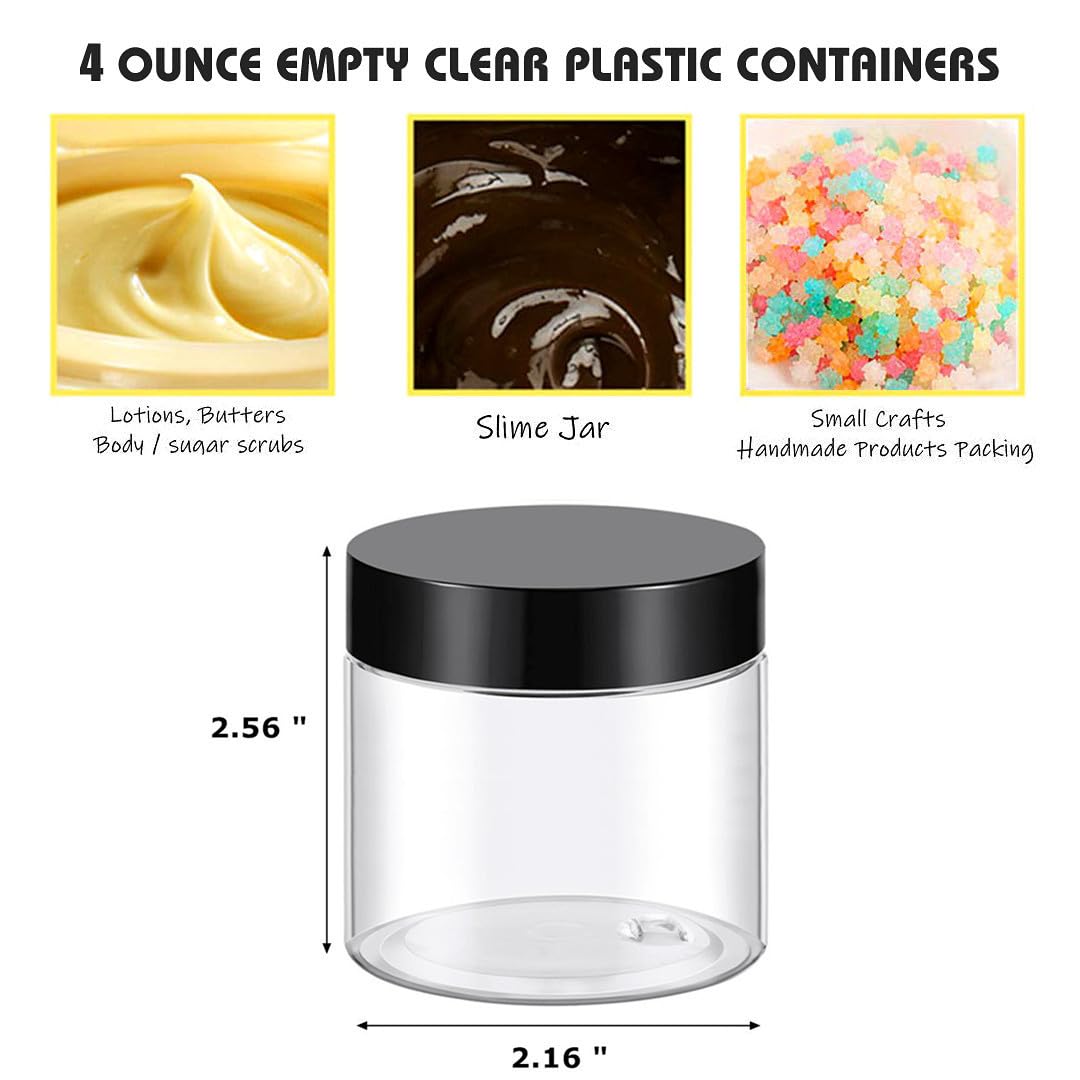 TUZAZO 4 Oz Plastic Containers Small Jars with Lids, 12 Pack