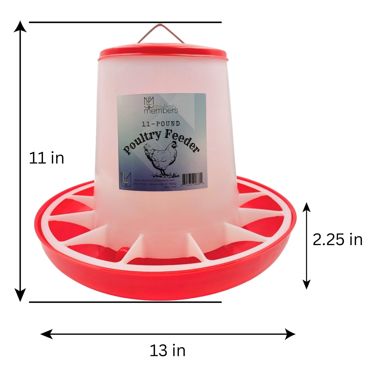 Large Chicken Feeder 11-Pound Capacity for All Poultry | Durable Feeding Container with Carrying Handle