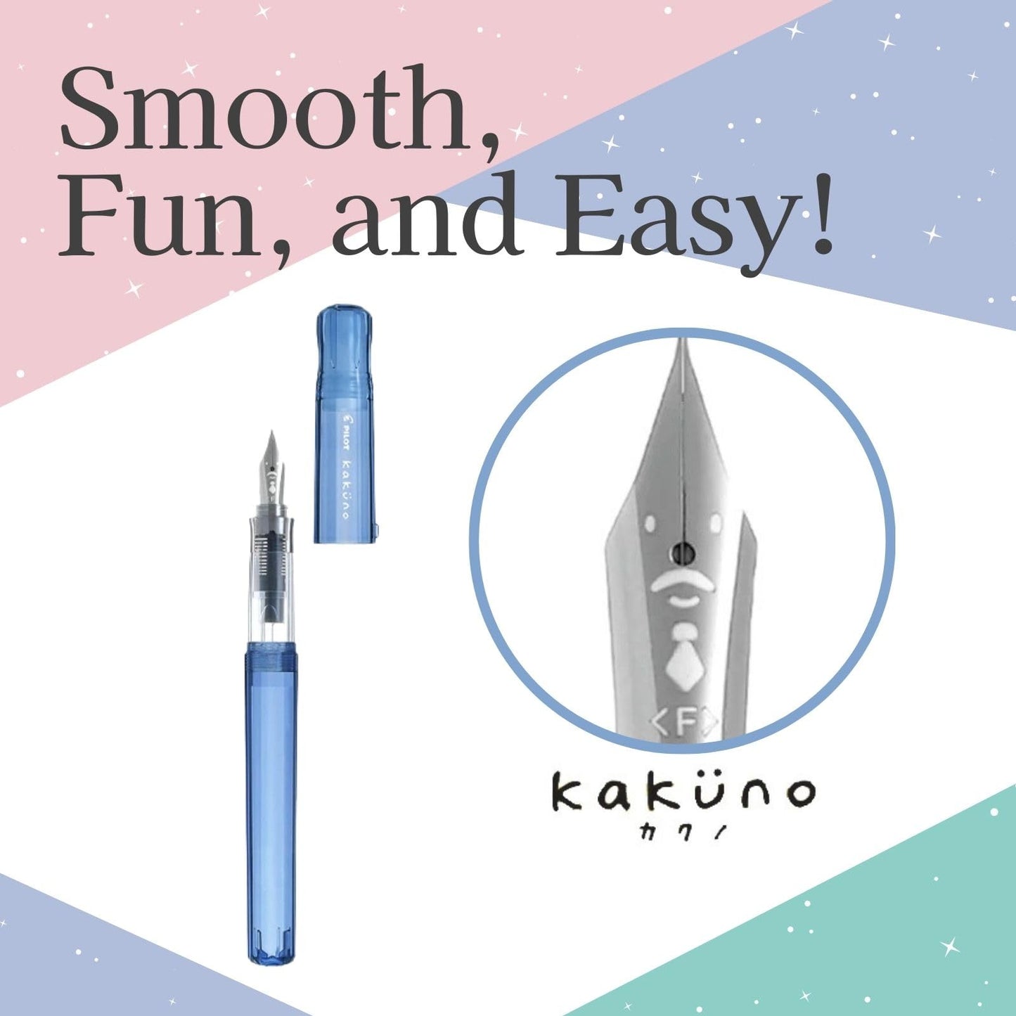 Someie Fountain Pen Set CON-40 Converter & Kakuno Fine Nib with Black Ink Cartridge & Sticky Notes – Refillable Ink System, Calligraphy