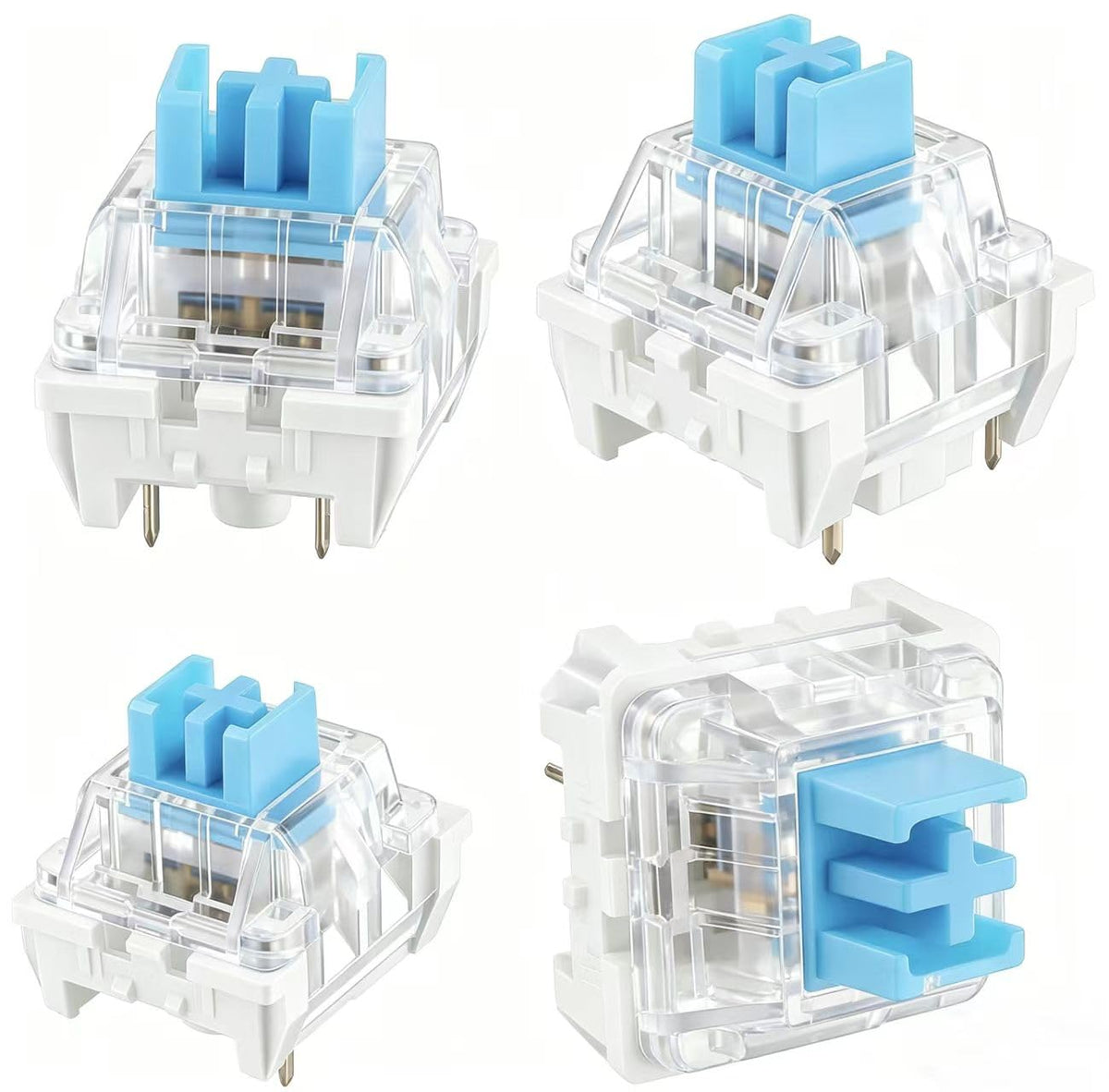 50 PCS 3 PIN Dustproof Blue Clicky Mechanical Keyboard Switches with Puller & Clear Storage Box, Accurate Typing Replacement for LED/Gaming Keyboards & 3D Prints