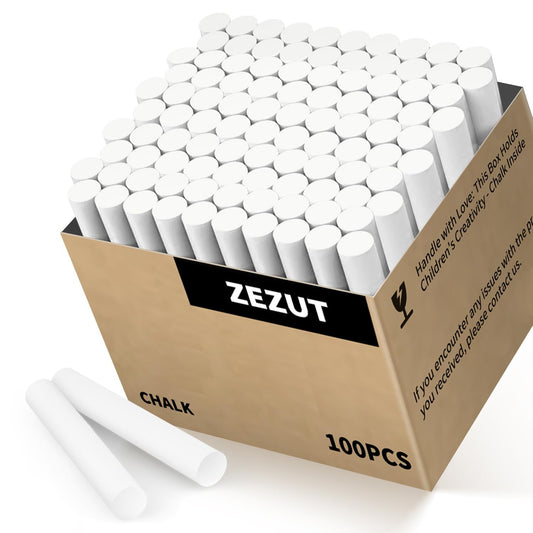 ZEZUT White Chalk 100PCS, Low Dust Chalks Stick