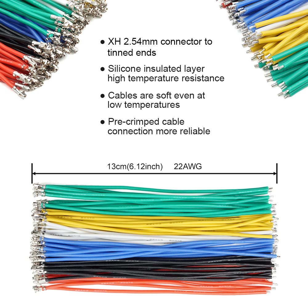 2.54mm XH Connector Socket Kit with pre-Crimped Cable Wire 2/3/4/5/6/7 Pin Housing JST Adapter Cable Male and Female Compatible with JST-XH Connector (Connector&Socket)