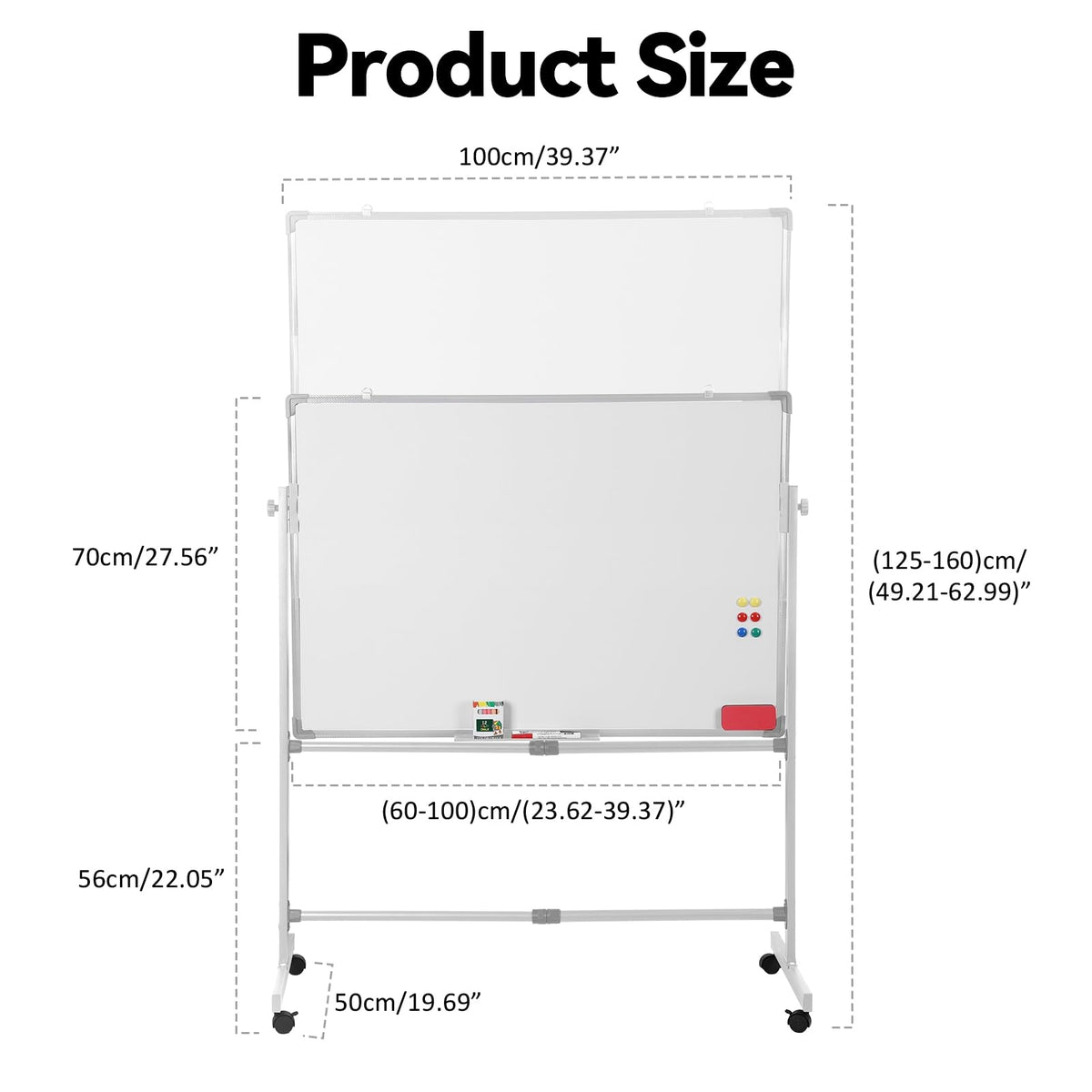 40x28 Inch Magnetic Whiteboard and Chalkboard