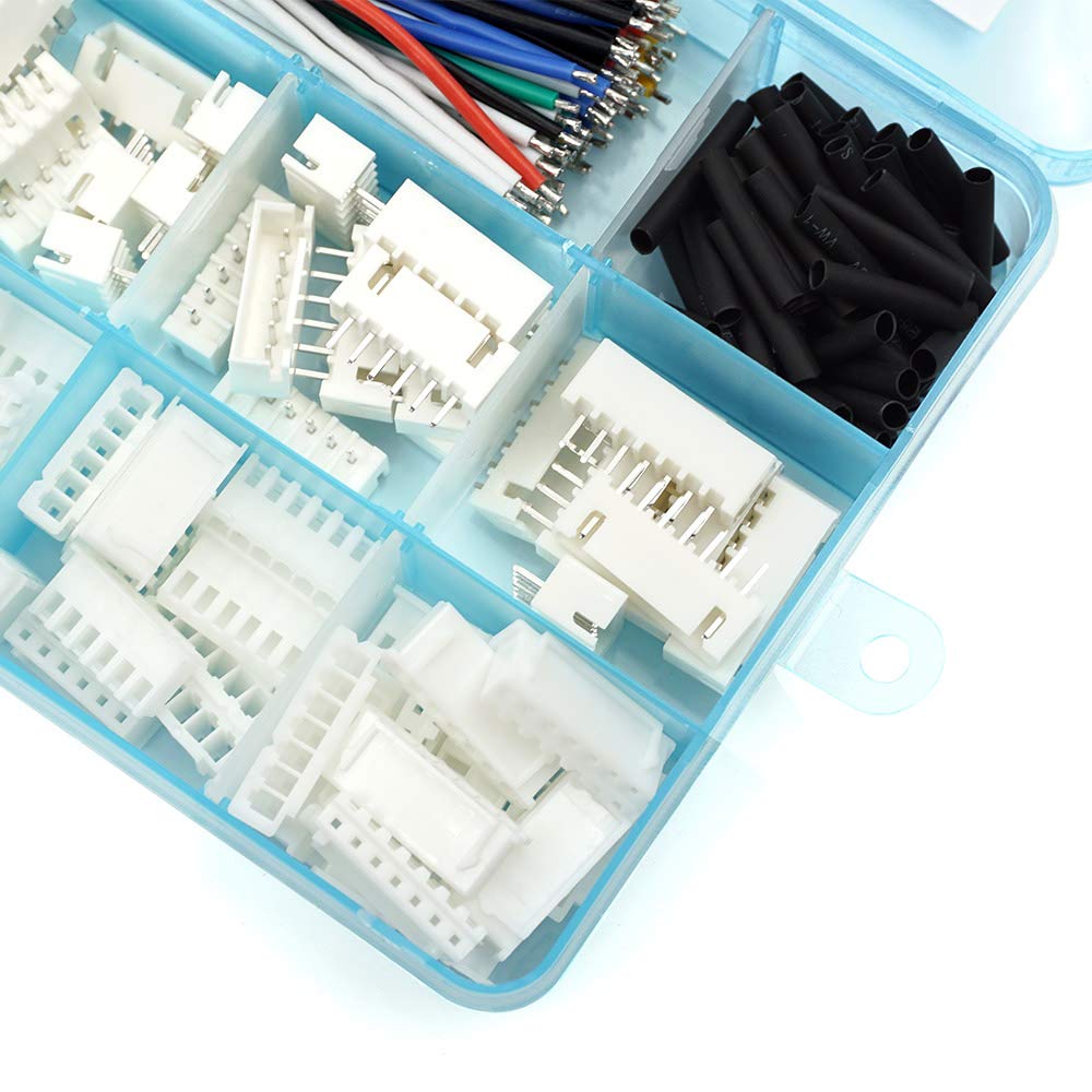 2.54mm XH Connector Socket Kit with pre-Crimped Cable Wire 2/3/4/5/6/7 Pin Housing JST Adapter Cable Male and Female Compatible with JST-XH Connector (Connector&Socket)