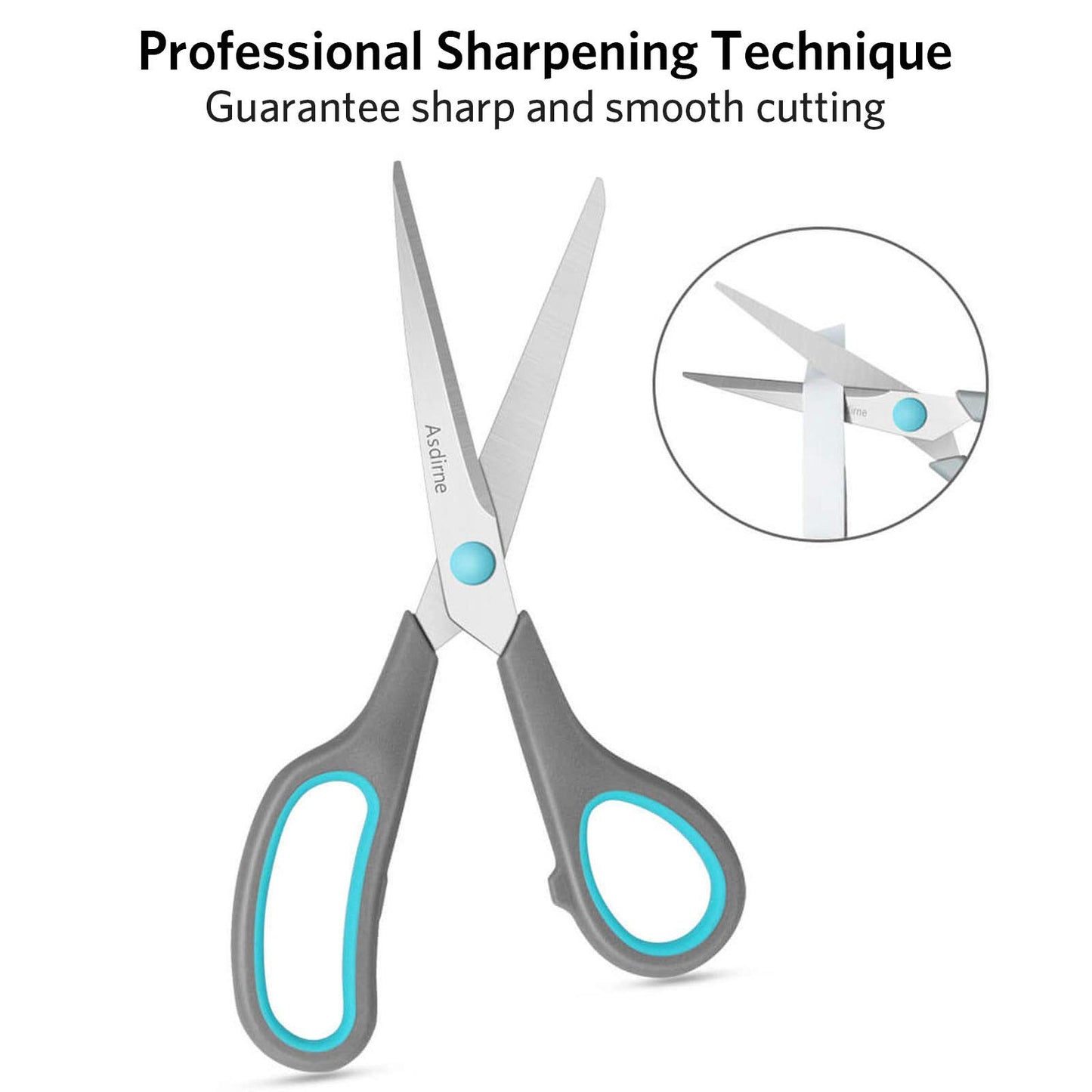 Asdirne Scissors Set of 4, 9.6''/8.5''/6.4"/5.4", Blue & Gray