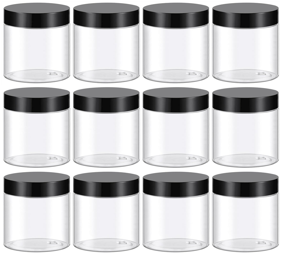 TUZAZO 4 Oz Plastic Containers Small Jars with Lids, 12 Pack