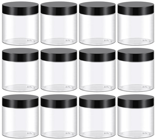 TUZAZO 4 Oz Plastic Containers Small Jars with Lids, 12 Pack
