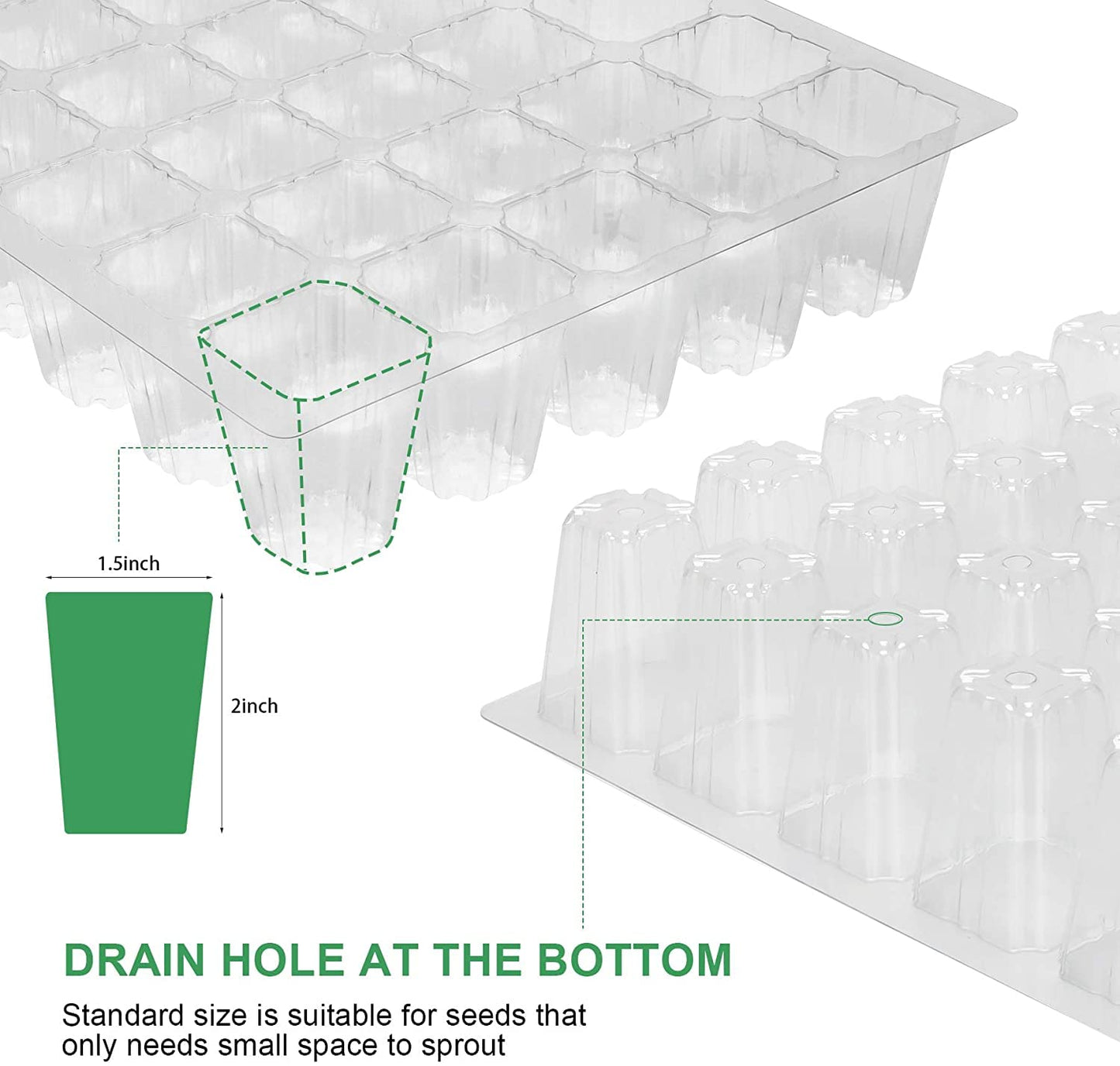 Seedling Trays Seed Starter Tray, 5-Pack Mini Propagator Plant Greenhouse Grow Kit with Humidity Vented Domes and Base