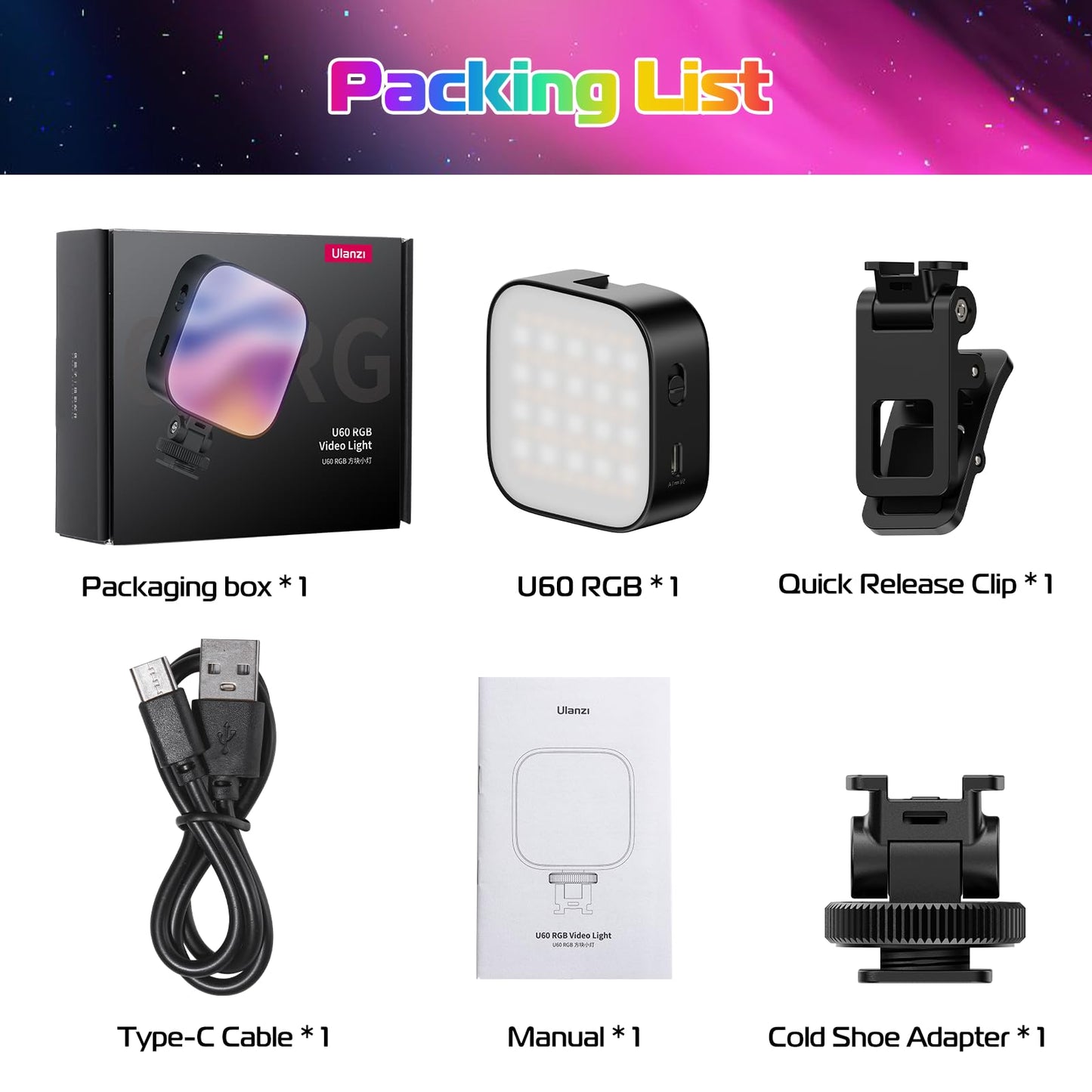 RGB Video Lights Black LED Camera Light