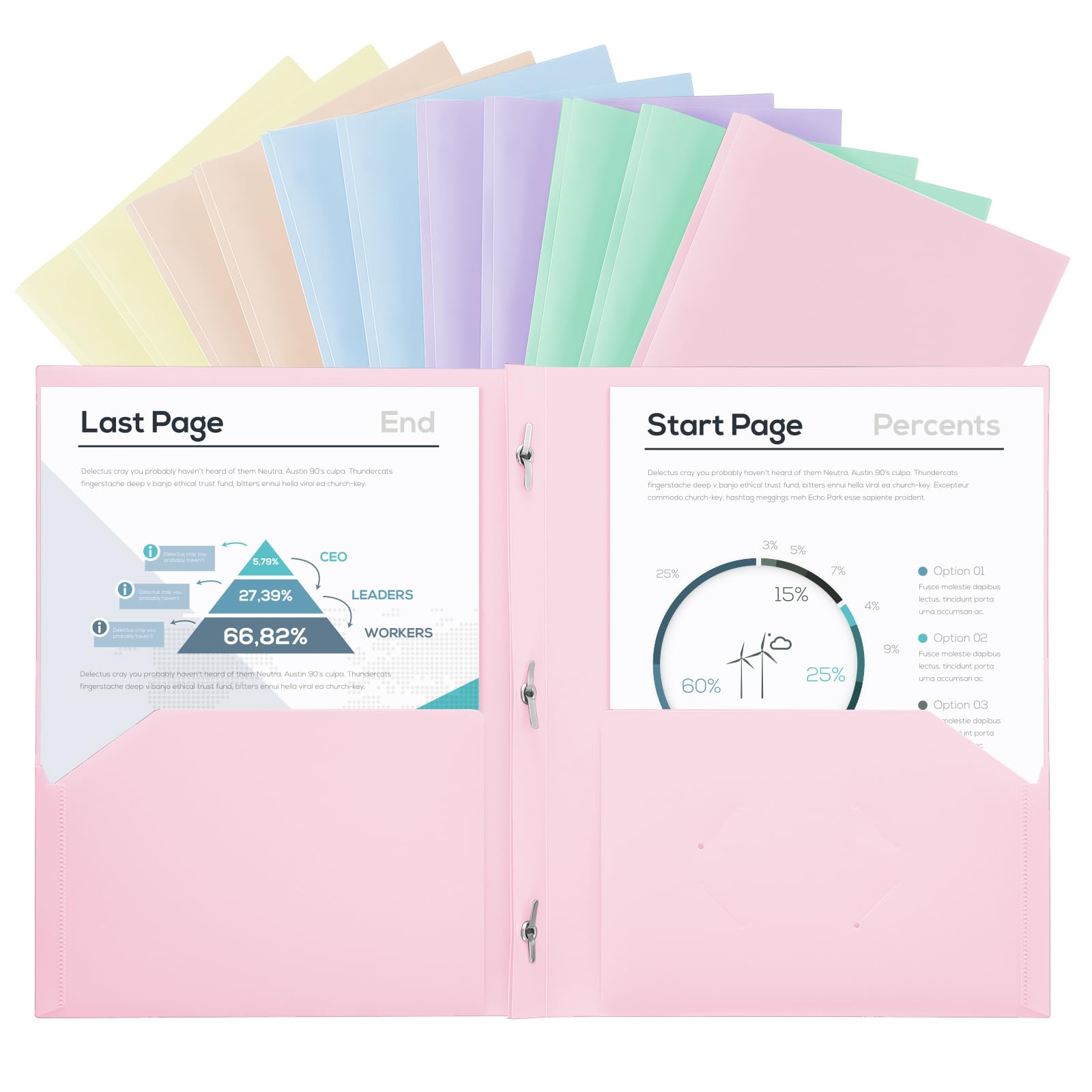 Plastic Project-Folders with 2 Pockets & 3 Prong (Assorted Colors - 12 ...