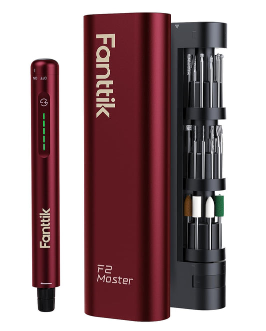 Fanttik Mini Cordless Rotary Tool Kit, Engraving Pen, 3D Printer Sanding, Polishing, Drilling, Carving, DIY Crafts - Red