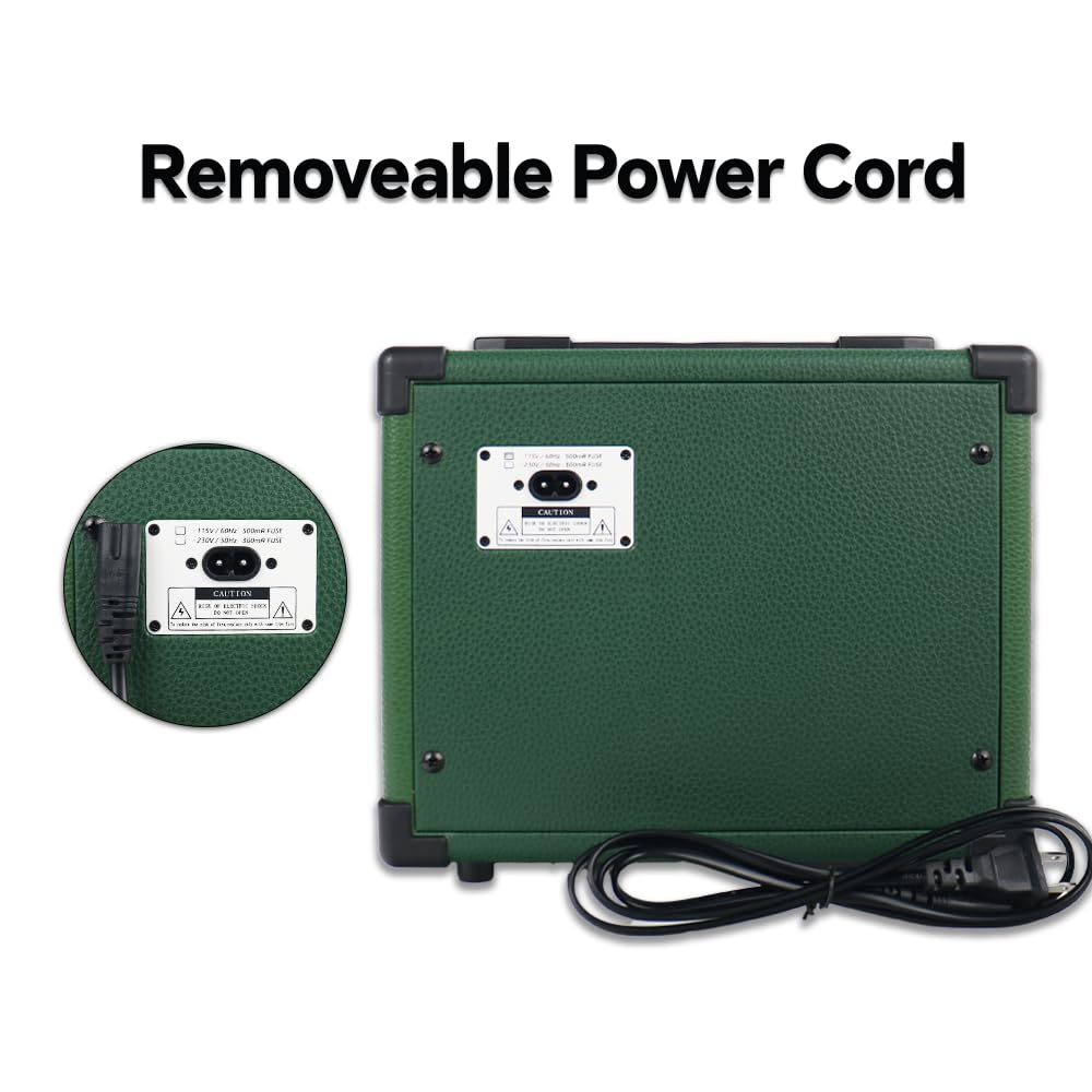 20W Watt Electric Guitar Amplifier, Small Portable Travel Mini Amp with 3.5 Headphone Jack Aux- green