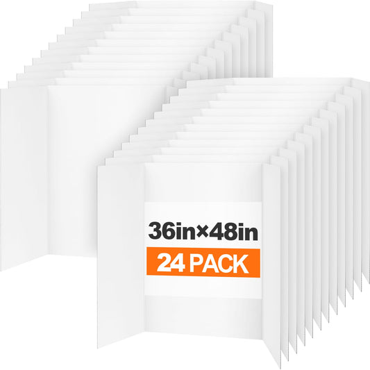TUXITA Trifold Poster Board, 36"x48 Large White Corrugated Poster Boards