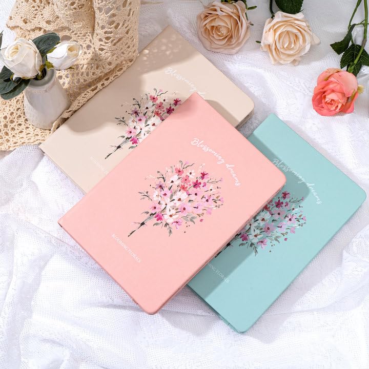 MINICAGIE Lined Floral Journal Notebook A5, pink