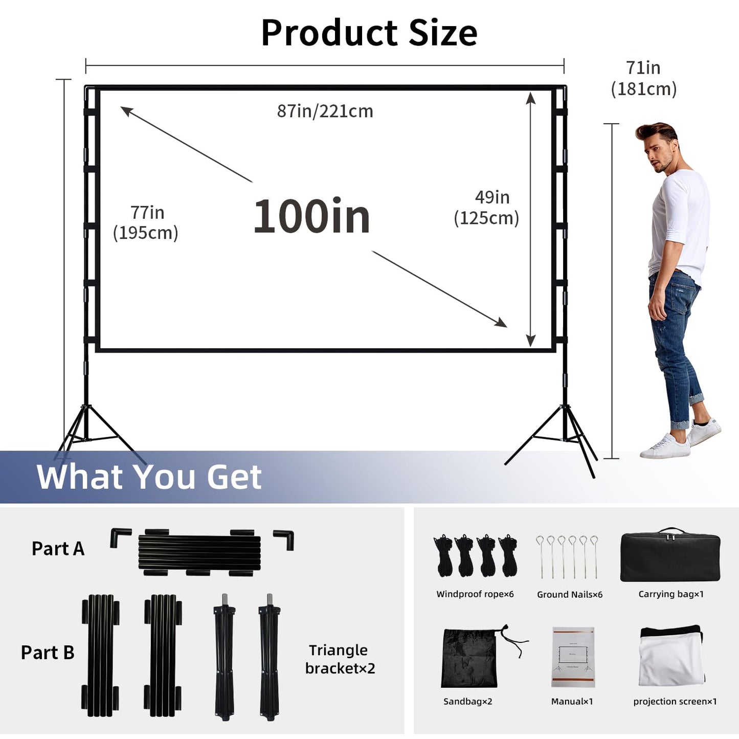 Wootfairy 100inch Projector Screen