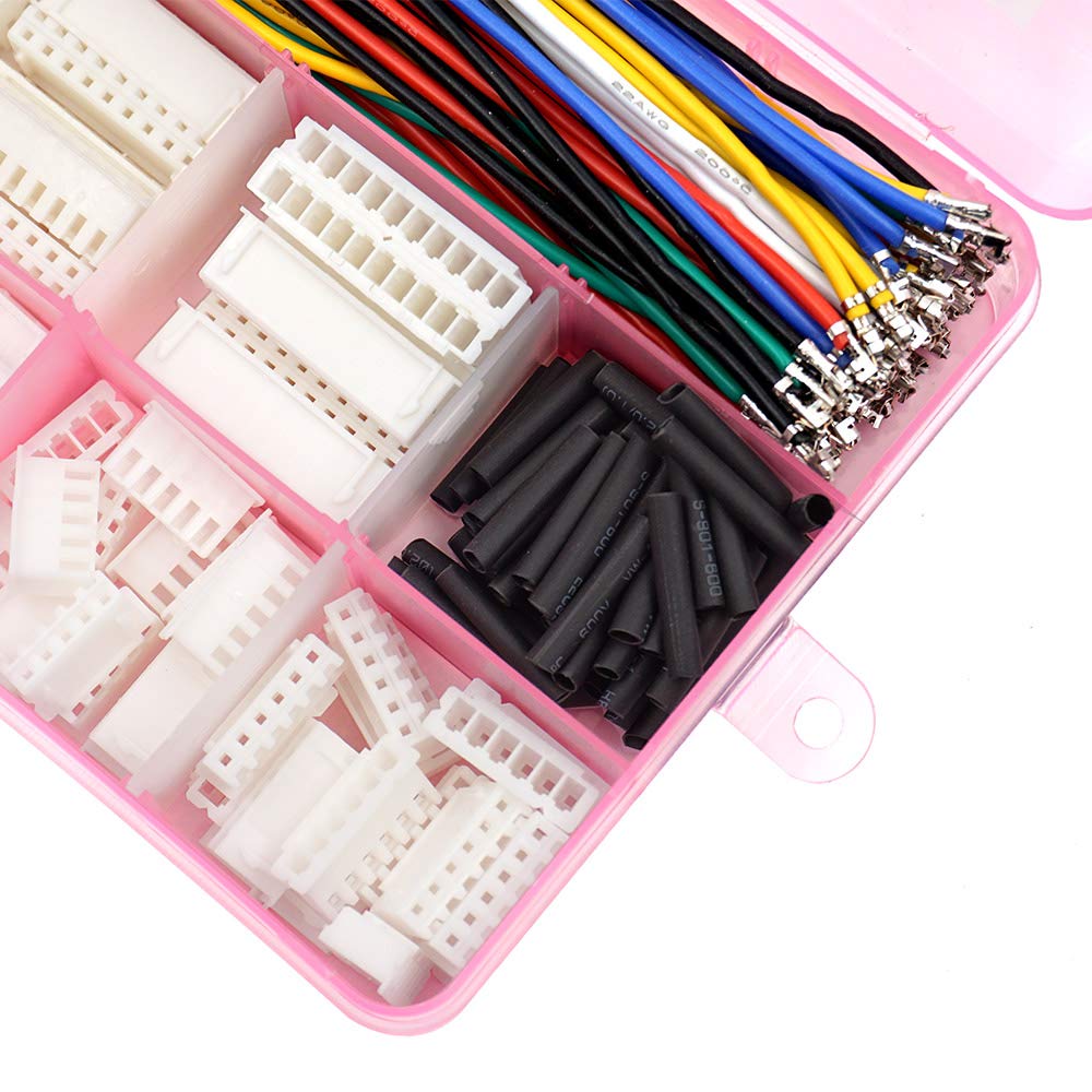 XH 2.54mm Connector Kit with pre-Crimped Cable Wire 2/3/4/5/6/7/8/9/10 Pin Housing JST Adapter Cable Compatible with JST-XH Connector