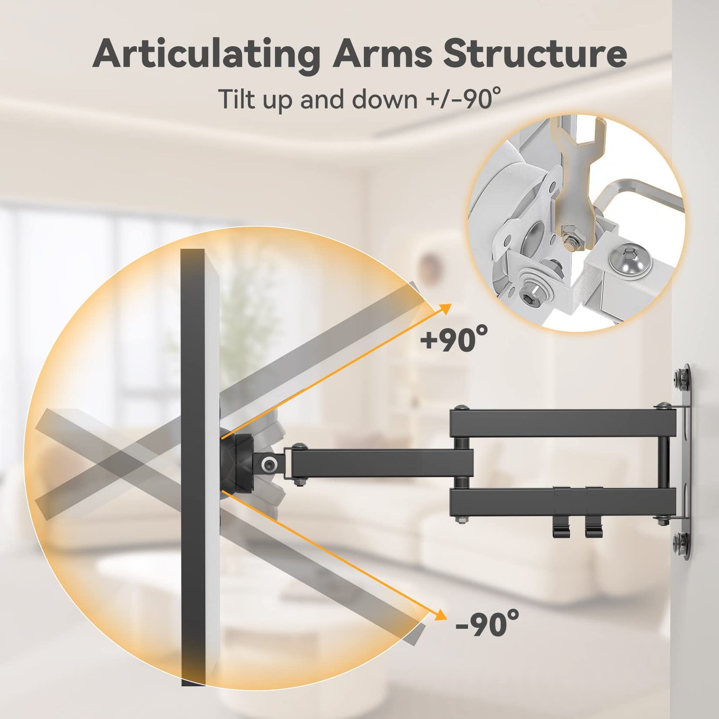 Wall Mount for Echo Show 15 (1st, 2nd Gen), and Monitors 13"-27", with 15 Inch Extension Arm, Full Motion Adjustable - Easy to Rotate, Swivel, Tilt and Fold, Echo Show 15 Wall Mounting Bracket