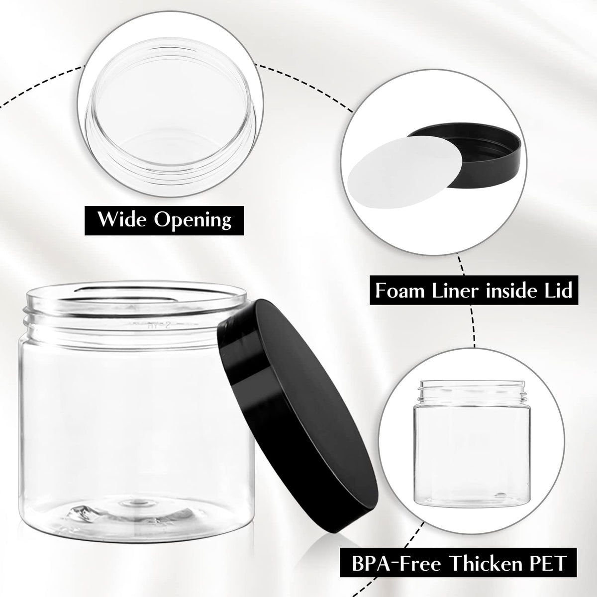 TUZAZO 4 Oz Plastic Containers Small Jars with Lids, 12 Pack