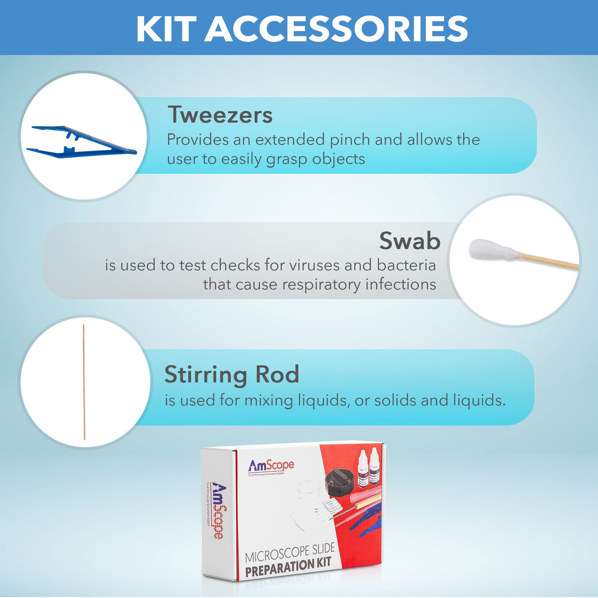 AmScope SP-14 Microscope Slide Preparation Kit - Includes Blank