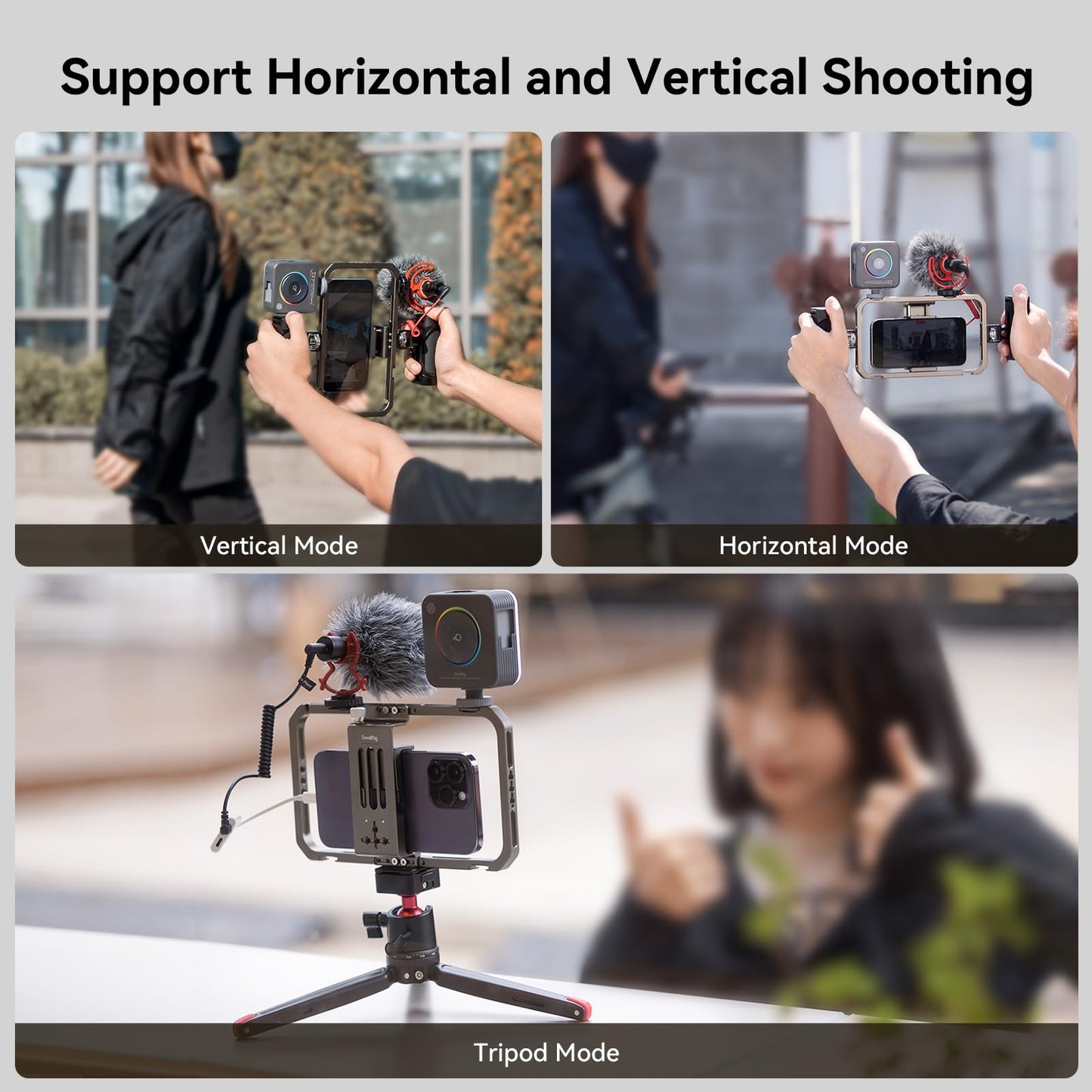 Universal Phone Cage, Smartphone Video Rig Kit with Handles
