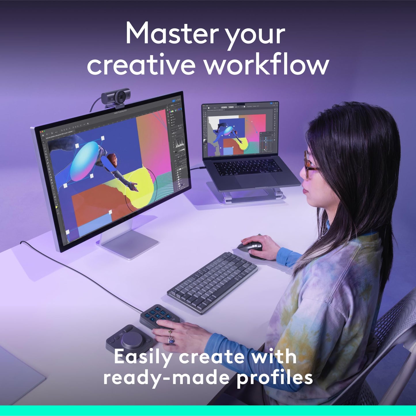 Logitech MX Creative Console, 9 Customizable LCD Keys,