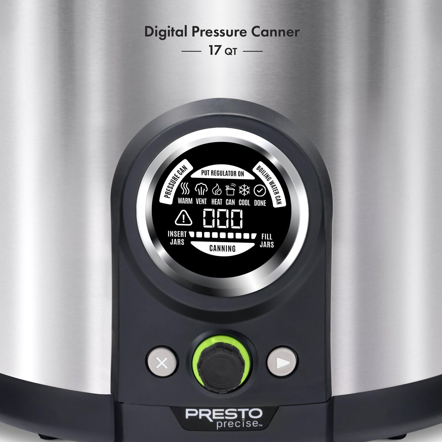 Presto 02152 17-Quart Digital Pressure Canner - Digital Display, Waterbath Capable, 10 Built-In Safety Features, Recipe Book, Stainless Steel