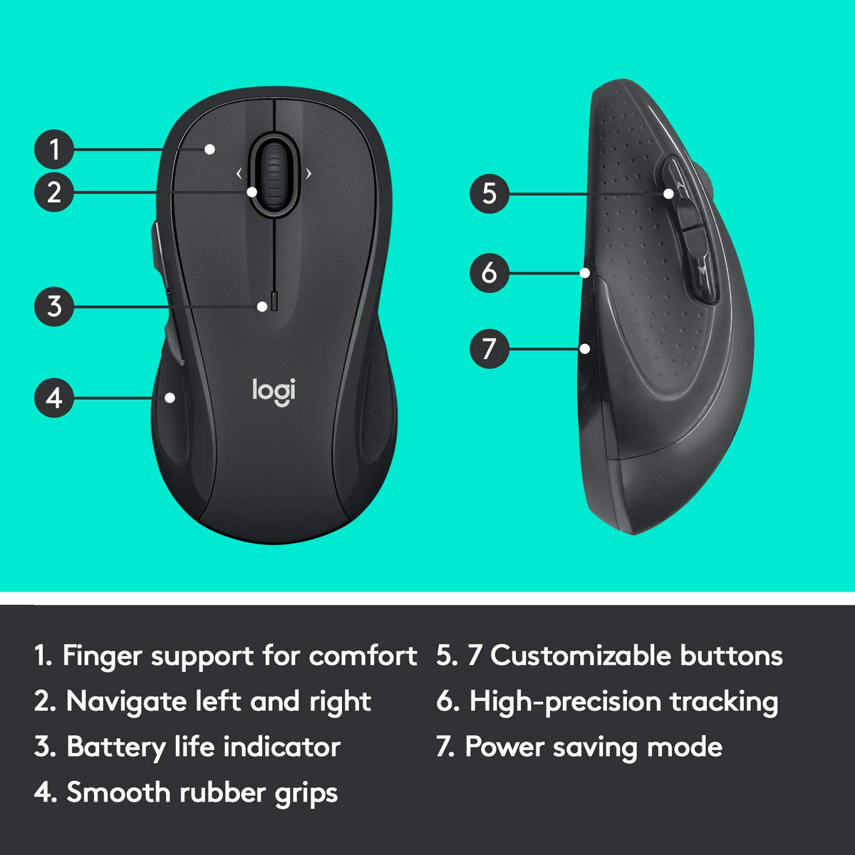 Logitech M510 Full Size Ambidextrous 2.4 GHz Wireless Mouse