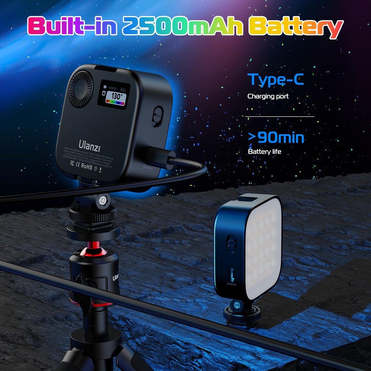 RGB Video Lights Black LED Camera Light