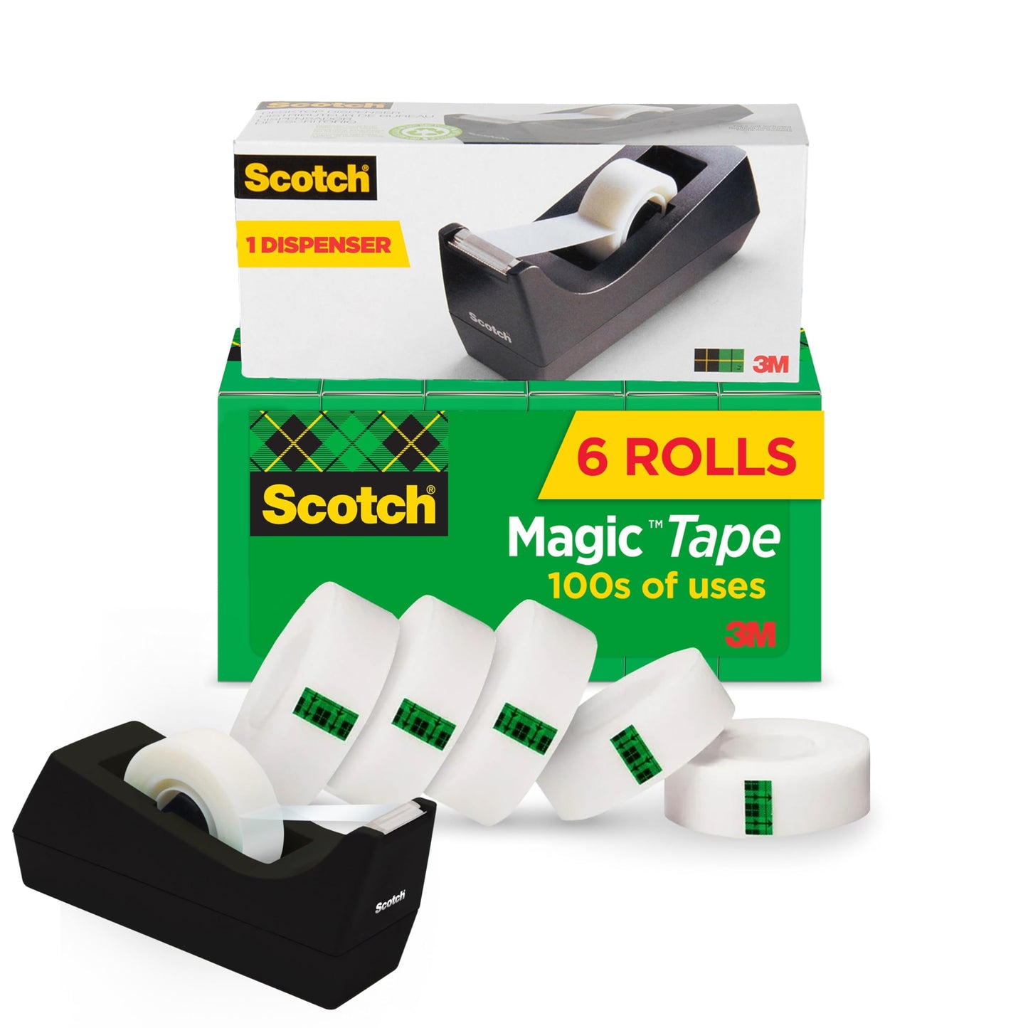 Scotch Magic Tape with Scotch Desktop Dispenser, 6 Rolls of 3/4" x 1000"