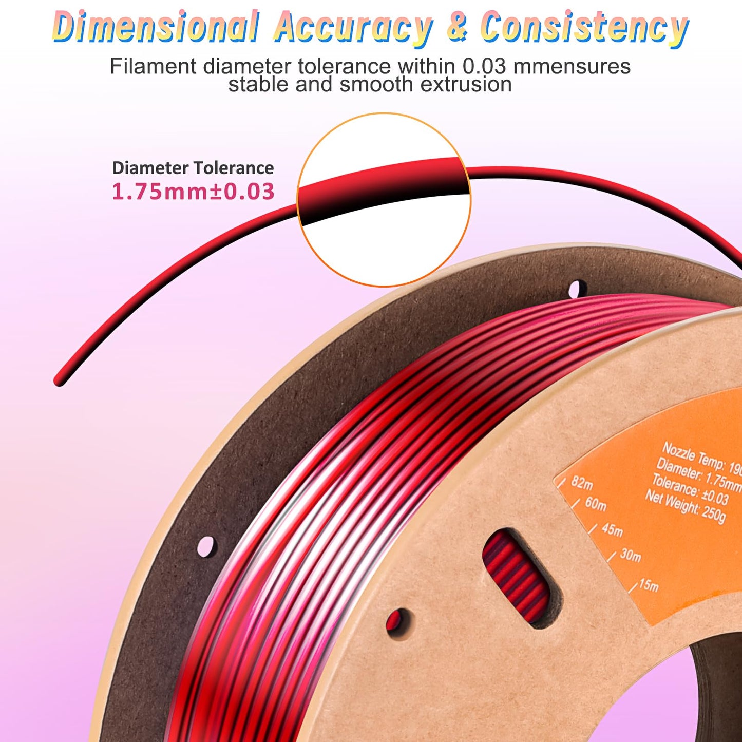 Silk Dual Color PLA Filament 3D Printer 1.75mm +/- 0.03mm