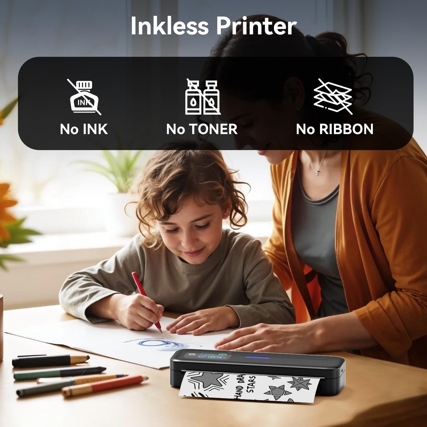Portable Printer with Touchscreen for Travel with a Carry Case and 3 Rolls of Thermal Paper