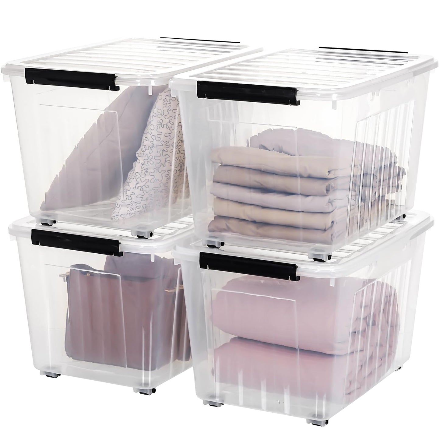 82 QT Clear Plastic Storage Bins with Lids Stackable and Nestable Storage Boxes with Lids, 4 Packs